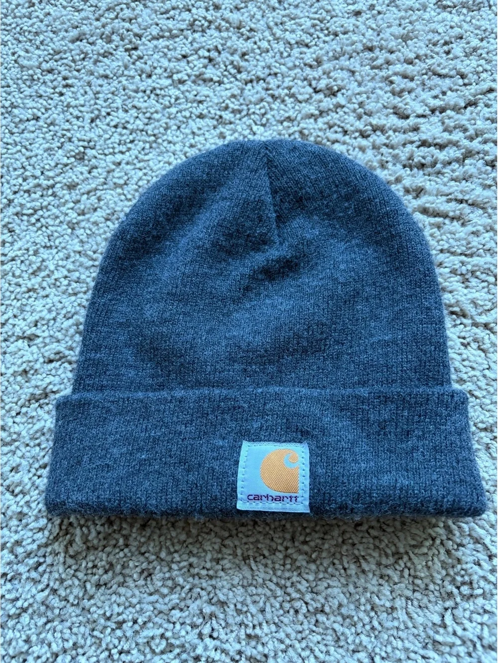 Youth Carhartt Acrylic Watch Hat A18 heathered grey square logo patch front cuff